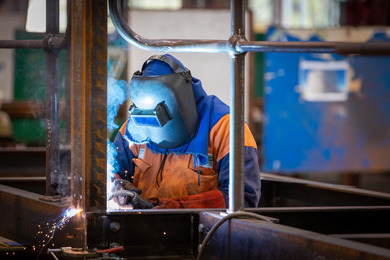 man using gas torch